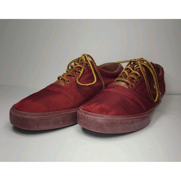 Polo Ralph Lauren Vaughn Shoes Mens 10.5 D Red Canvas Leather Low Top Sneakers - Picture 3 of 9